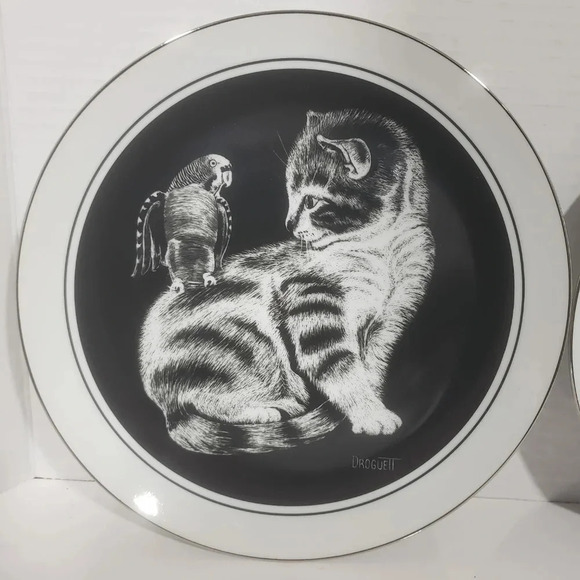 Vtg Set of 2 Royal Cornwall Kittens Black/White Collectors Plates. - Picture 2 of 13